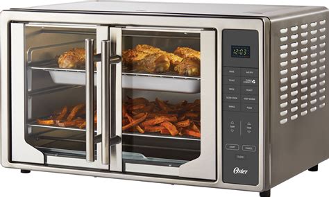 Unique design opens both <b>doors</b> with a single pull so you can place dishes in the <b>oven</b> without hassle. . Oster french door air fryer oven